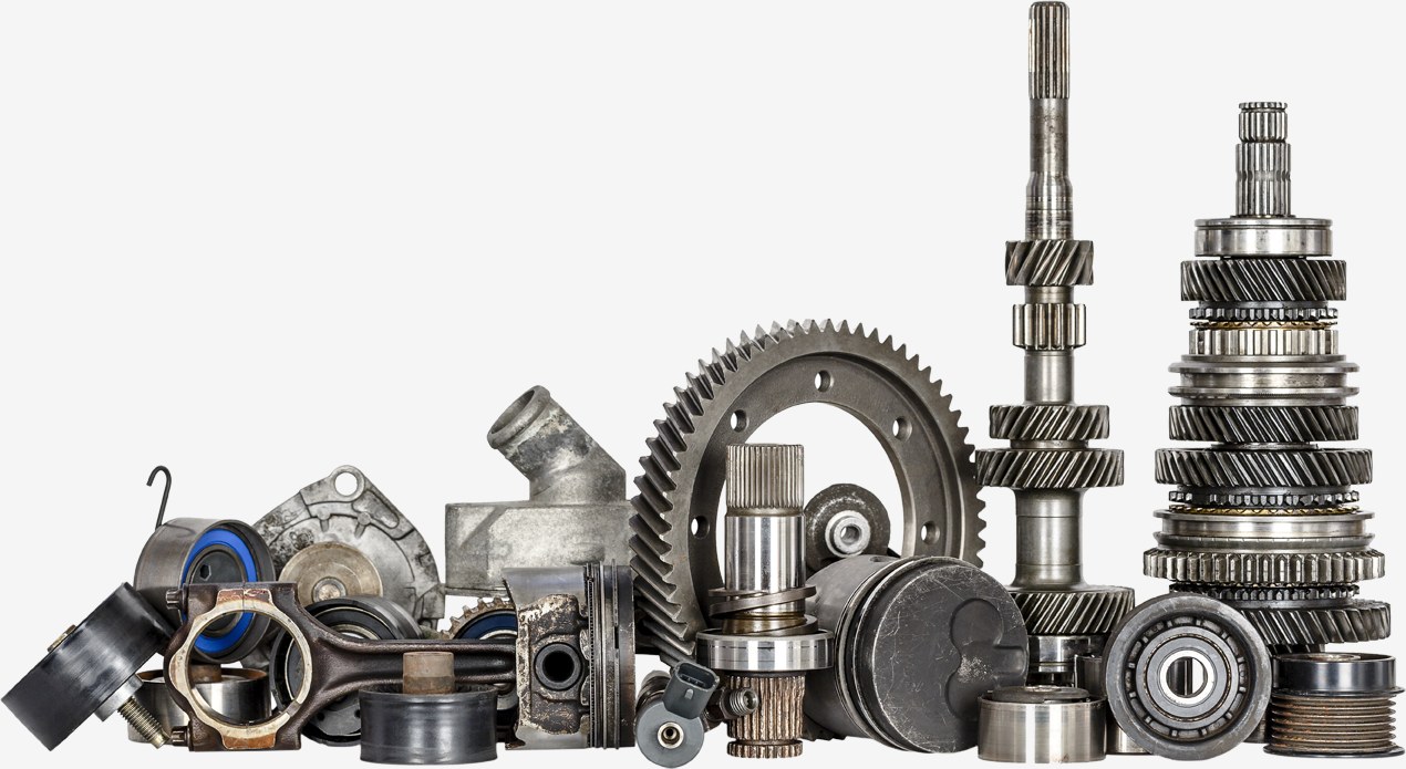 Imported machinery parts — gears, bearings and drive assemblies